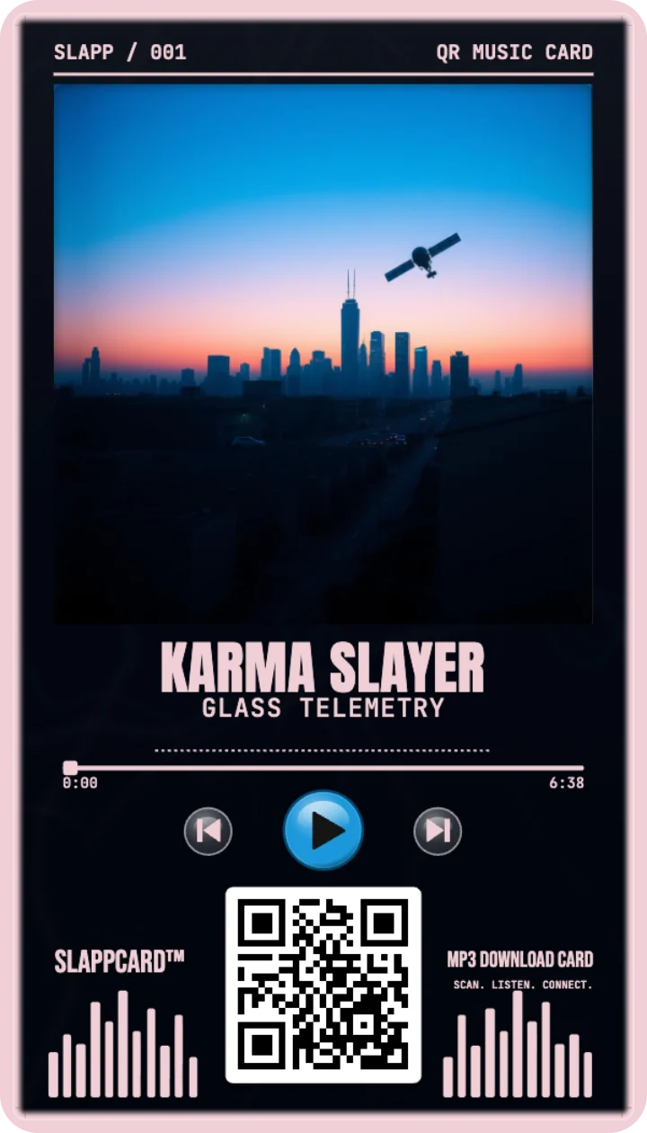 Front of Karma Slayer’s Glass Telemetry music download card