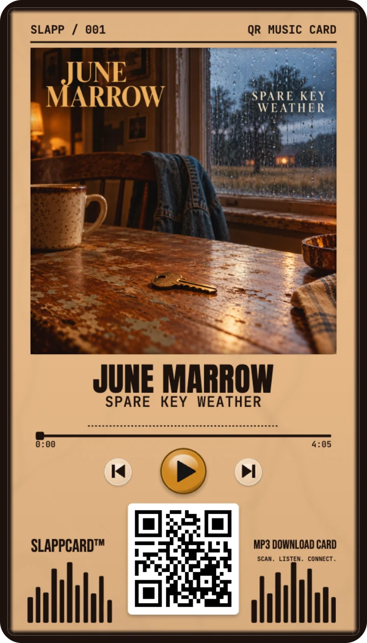 Front of JUNE MARROW’s Spare Key Weather music download card