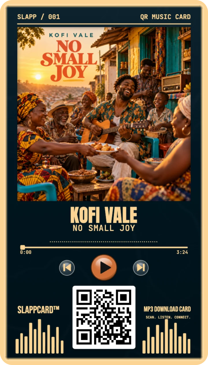 Front of KOFI VALE’s No Small Joy music download card