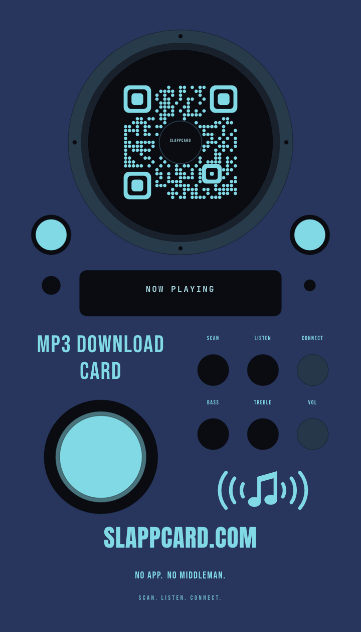 Back of Slappcard’s The Original card with the QR code