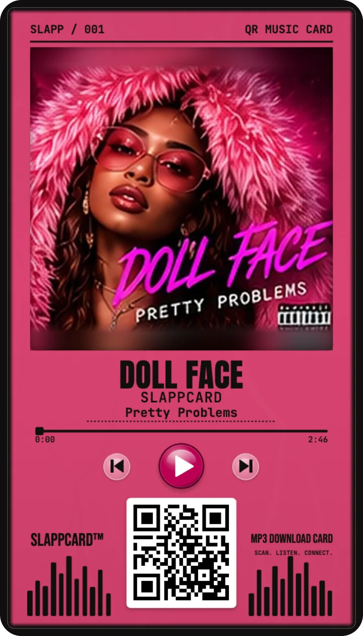 Front of DOLL FACE’s SLAPPCARD music download card