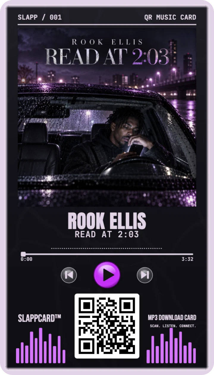 Front of ROOK ELLIS’s Read at 2:03 music download card