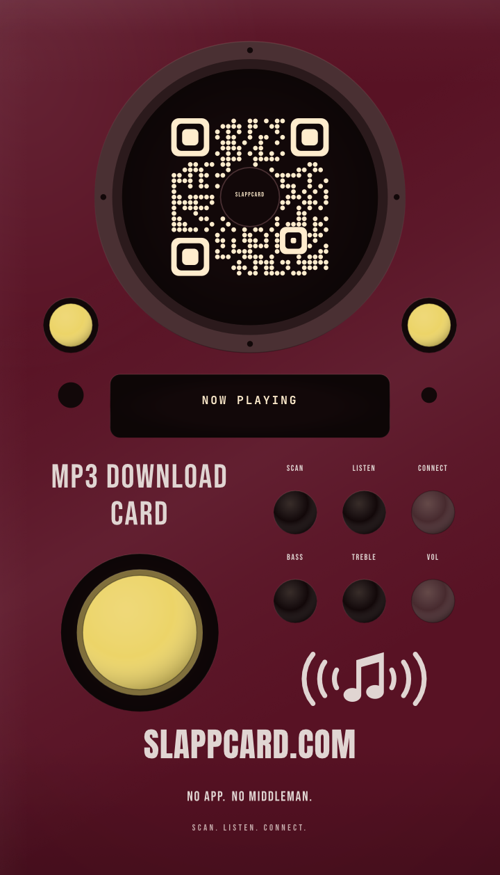 Back of Slappcard’s The Original card with the QR code