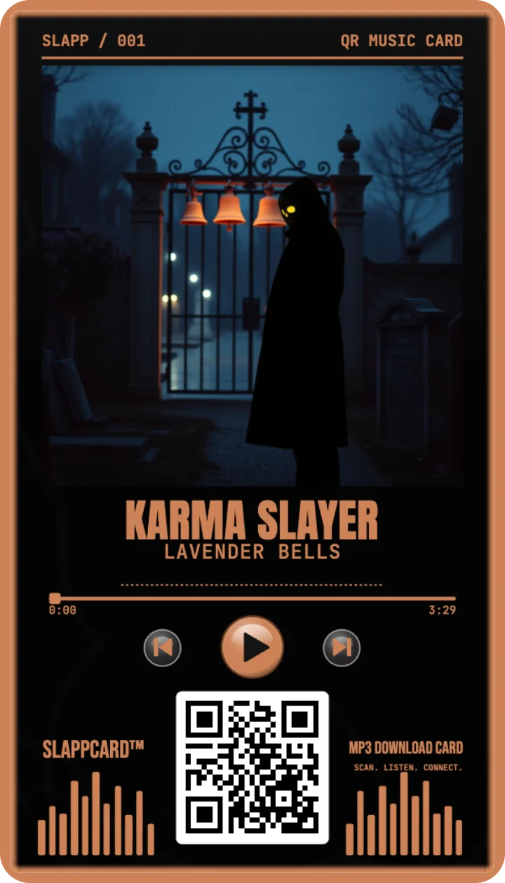 Front of Karma Slayer’s Lavender Bells music download card