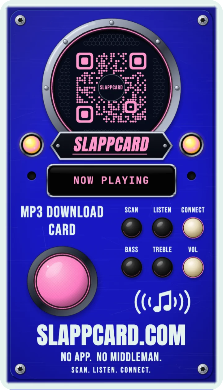 Back of Slappcard’s Spooky Slapps 1 card with the QR code