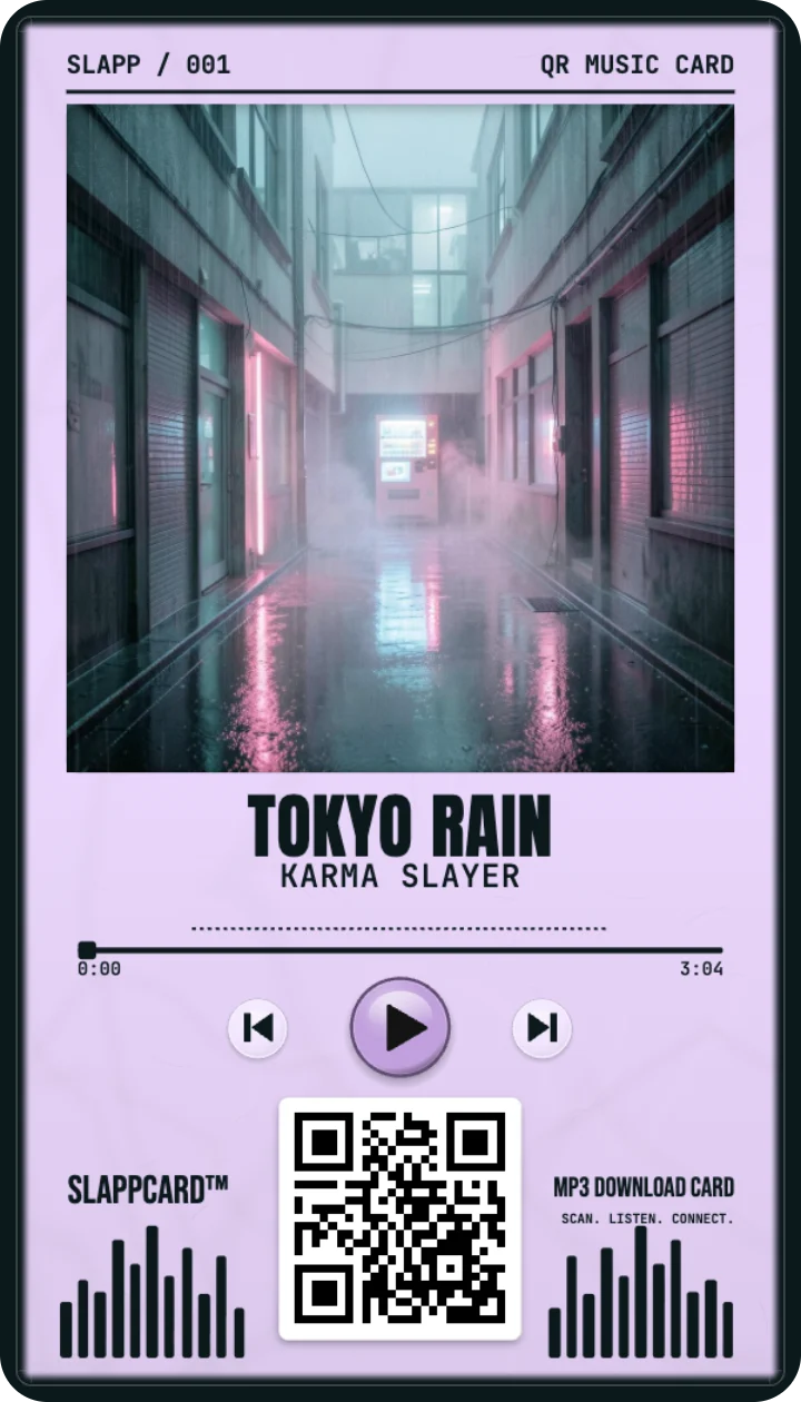 Front of Tokyo Rain’s Karma Slayer music download card
